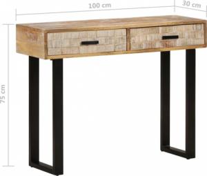 vidaXL Stolik konsolowy, 100x30x75 cm, lite drewno mango 7