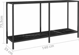 vidaXL vidaXL Stolik konsolowy, czarny, 140x35x75,5 cm, szkło hartowane 8