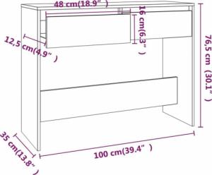 vidaXL vidaXL Stolik konsolowy, biały, 100x35x76,5 cm, płyta wiórowa 7