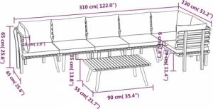 vidaXL vidaXL 7-cz. zestaw wypoczynkowy do ogrodu, z poduszkami, akacjowy 10