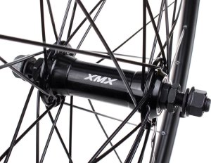 Optika Koło przód 27,5" piasta XMX-A201 nakrętki łożyska maszynowe,obręcz stożkowa, czarna, szprychy czarne Uniwersalny 2