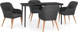 vidaXL vidaXL 5-cz. zestaw mebli ogrodowych z poduszkami, czarny 2