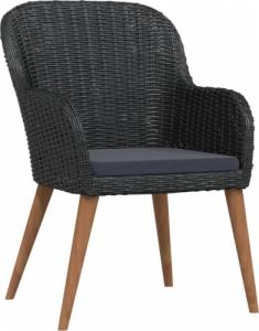 vidaXL vidaXL 5-cz. zestaw mebli ogrodowych z poduszkami, czarny 3