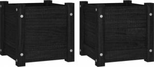 vidaXL Donice ogrodowe, 2 szt., czarne, 31x31x31 cm, sosnowe 2