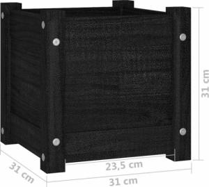 vidaXL Donice ogrodowe, 2 szt., czarne, 31x31x31 cm, sosnowe 9