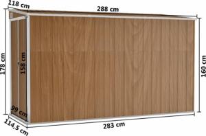 vidaXL vidaXL Szopa ogrodowa, mocowana do ściany, brązowa, 118x288x178 cm 7