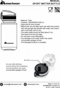 Meteor Bidon sportowy Meteor 1000 ml granatowy Uniwersalny 8