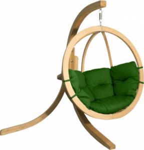 Grillbox Fotel wiszący drewniany ogrodowy ze stelażem - zielony 1