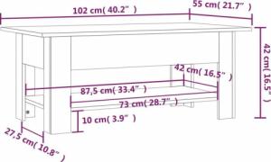 vidaXL Stolik kawowy, szary dąb sonoma, 102x55x42 cm, płyta wiórowa 7