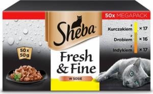 Sheba SHEBA Fresh&Fine Drobiowe Smaki 50x 50g Saszetka - mokra karma dla kotów 1