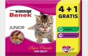 Super Benek Super Benek Junior MIX 4+1 GRATIS (5x100g) mokra karma dla dorosłych kotów, mix smaków 1