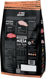 Pan Mięsko Karma sucha dla psa Cielęcina z indykiem (dorosły) chrupki M 3kg 2