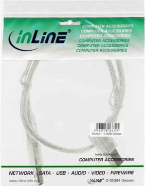 Kabel USB InLine USB-A - USB-B 0.5 m Przezroczysty (34517R) 2