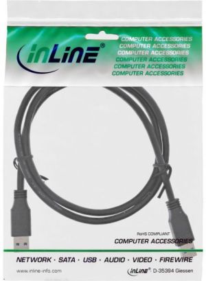 Kabel USB InLine USB-A - USB-A 1 m Czarny (35210) 2