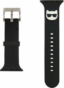 Karl Lagerfeld Pasek KLAWLSLCK Apple Watch 42/44/45mm czarny/black strap Silicone Choupette Heads 2