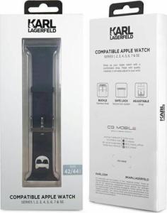 Karl Lagerfeld Pasek KLAWLSLCK Apple Watch 42/44/45mm czarny/black strap Silicone Choupette Heads 4