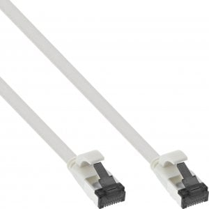 InLine InLine® Flat patch cable, U/FTP, Cat.8.1, TPE halogen free, white, 0,3m 1