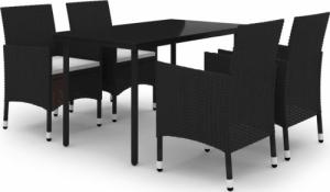 vidaXL 5-cz. zestaw mebli ogrodowych z poduszkami, rattan PE i szkło 2