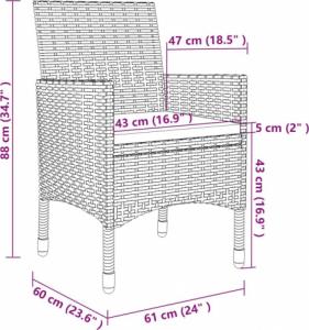 vidaXL 5-cz. zestaw mebli ogrodowych z poduszkami, rattan PE i szkło 8