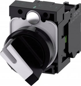 Siemens Przełącznik z możliwością podśw 22mm okrągły tworzywo czarny/biały kr pióro 2 poz o-i 3SU1100-2BF60-1BA0 1