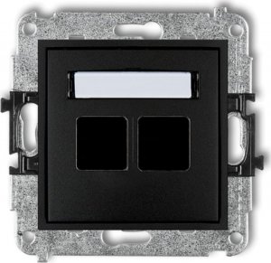 Karlik MINI Mechanizm gniazda multimedialnego podwójnego bez modułu (standard Keystone) czarny mat 12MGM-2P 1