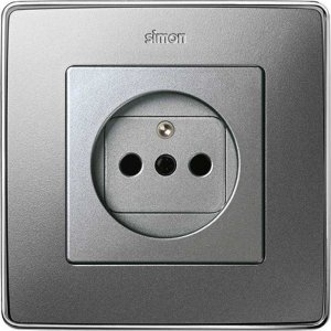 Kontakt-Simon Simon 82 Pokrywa gniazda pojedynczego z uziemieniem z przesłonami aluminium 82068-93 2