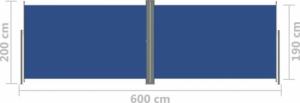 vidaXL vidaXL Zwijana markiza boczna, niebieska, 200 x 600 cm 8