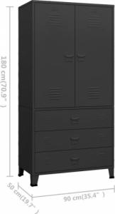 vidaXL vidaXL Industrialna szafa, czarna, 90x50x180 cm, metalowa 10