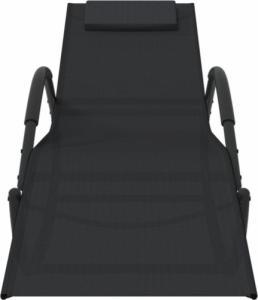 vidaXL vidaXL Bujane leżaki, 2 szt., czarne, stal i tkanina textilene 3