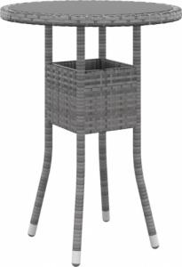 vidaXL vidaXL Stolik ogrodowy, 60x75 cm, szkło hartowane i rattan PE, szary 1