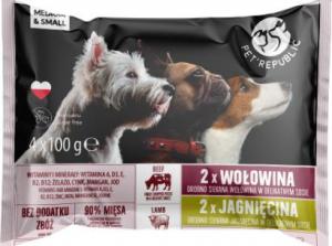 Pet Republic PetRepublic saszetki dla psa małe rasy wołowina - jagnięcina 4x100g 1