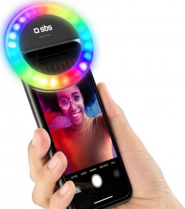 Lampa pierścieniowa SBS Mobile LED multicolor do telefonu 1