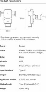Baseus Uchwyt zaciskowy do samochodu Baseus Wisdom 24