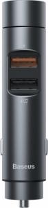 Transmiter FM Baseus Baseus Energy Column Transmiter FM Bluetooth 5.0 ładowarka samochodowa 2x USB 3,1A QC3.0 szary (CDNL000014) 4