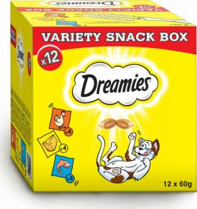 Dreamies DREAMIES Variety Snack Box karma uzupełniająca dla kotów (z kurczakiem, z serem i o smaku łososia) - 720g 1