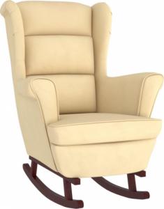 vidaXL vidaXL Fotel bujany z kauczukowymi nóżkami, kremowy, aksamit 2