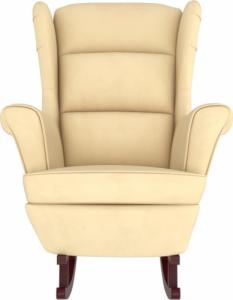 vidaXL vidaXL Fotel bujany z kauczukowymi nóżkami, kremowy, aksamit 4