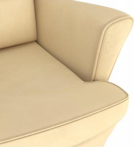 vidaXL vidaXL Fotel bujany z kauczukowymi nóżkami, kremowy, aksamit 7