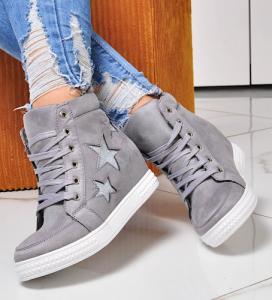 Szare sneakersy na niskim koturnie /A3-2 8010 S399/ 41 1