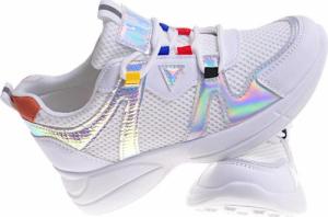 Sneakersy damskie z holograficznymi wstawkami Białe /C3-2 10685 W297/ 40 7