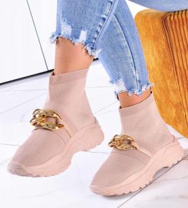 Wysokie trampki z łańcuchem Khaki /G2-3 11093 W392/ 40 1