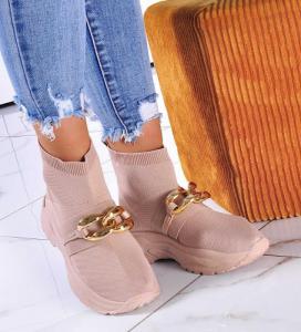 Wysokie trampki z łańcuchem Khaki /G2-3 11093 W392/ 40 2