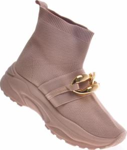 Wysokie trampki z łańcuchem Khaki /G2-3 11093 W392/ 40 5