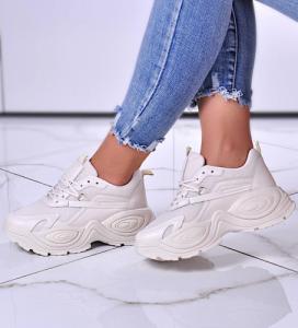 Beżowe sneakersy damskie na koturnie /D2-1 10710 T492/ 37 1