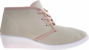 Pantofelek24 Wiązane beżowe tenisówki na koturnie /B1-3 11147 S197/ 38 2