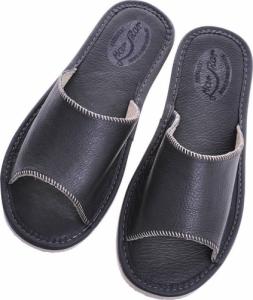 Pantofelek24 Czarne klapki z naturalnej skóry Premium /E7-1 11323 S199/ 42 1