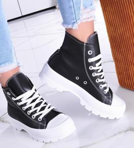 Wysokie trampki na grubym spodzie Czarne /G13-2 11462 W330/ 39 1