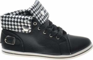 Wysokie damskie trampki z wywijaną cholewką Czarne /D9-3 7946 S097/ 37 1