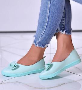 Pantofelek24 Zielone wkładane trampki slip on z kokardą /F2-2 10838 S190/ 37 1