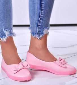 Pantofelek24 Różowe wkładane trampki slip on z kokardą /B6-2 10833 S190/ 39 1